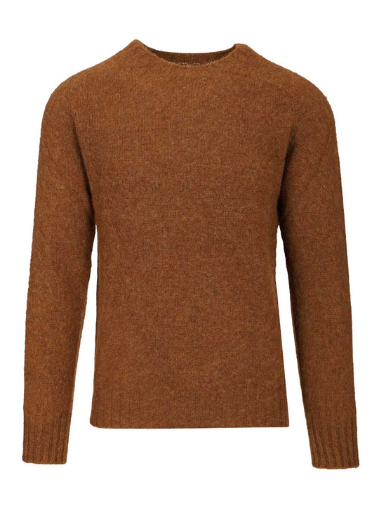 Shetland Wool Crew Neck Knitwear Marrone