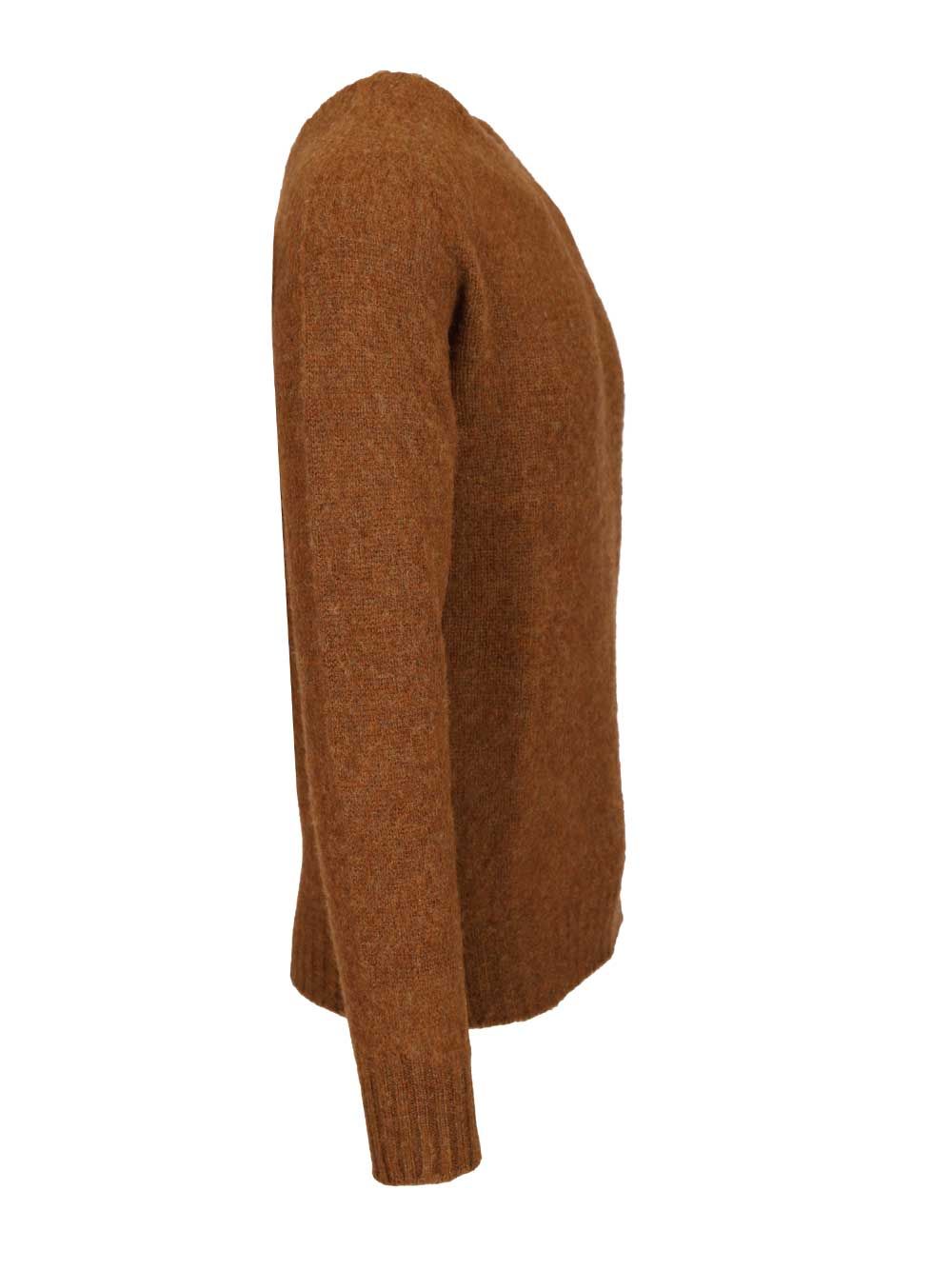 Howlin' Shetland Wool Crew Neck Knitwear - Marrone | ec18782c4edd64e246b5b3efdaea10de7651ef26