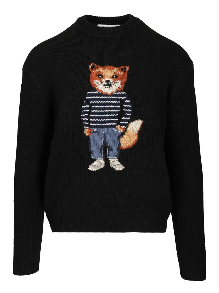 Maison KitsunÉ Merino Wool Sweater Knitwear - Nero | dbb0663c9081560717bb2c68f22196e77988cbd2