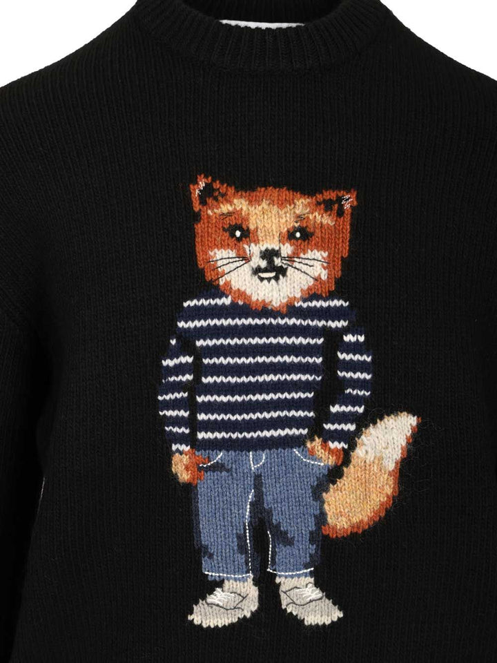 Maison KitsunÉ Merino Wool Sweater Knitwear - Nero | f25fe965e887a41629b27f3abcfec0792127ee7a
