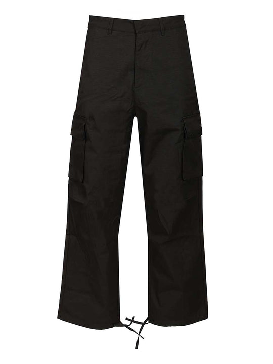 Waxed Ripstop Trousers Nero