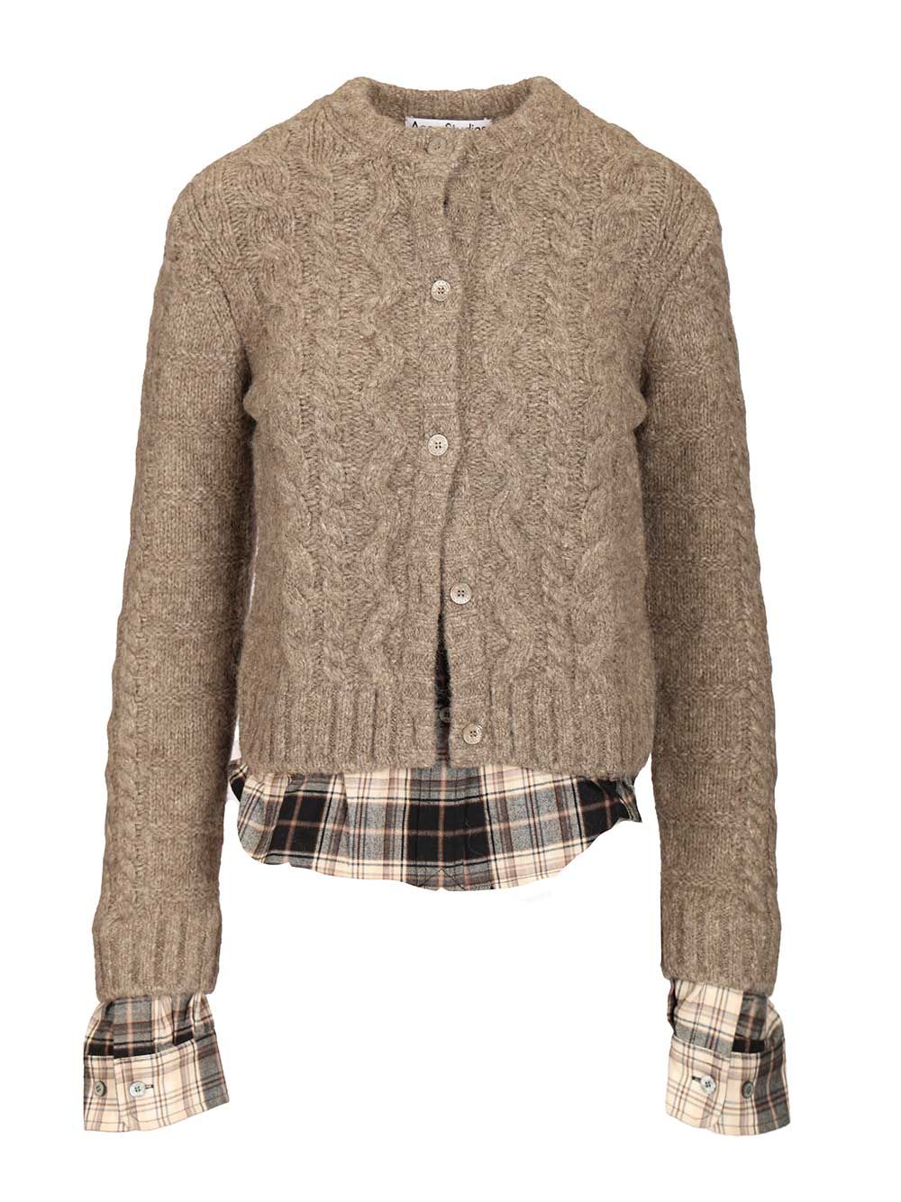 Acne Studios Fitted Cardigan Knitwear - Beige | 7b643391d15f3e2625809290118a0f8d2d010aa1