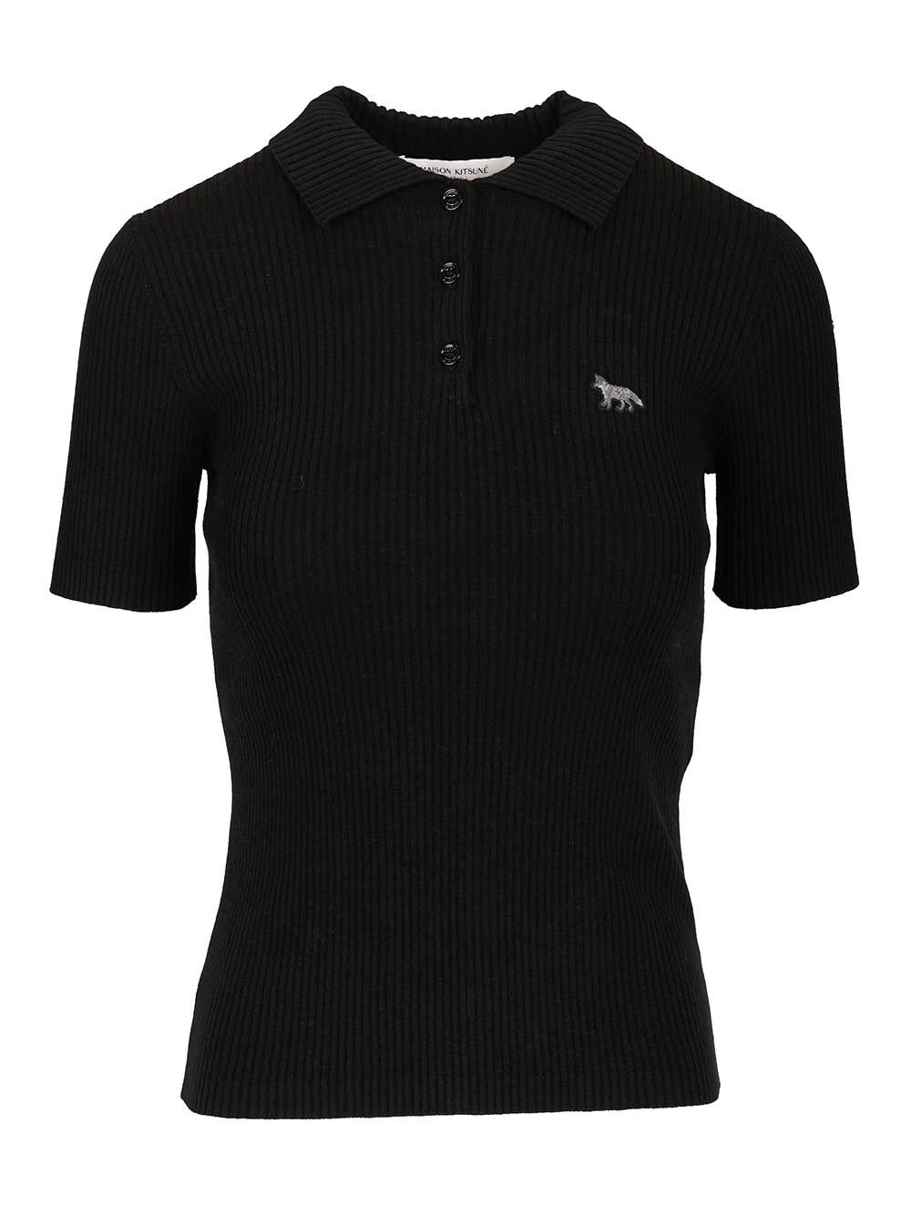 Maison KitsunÉ Wool And Cotton Polo shirt - Nero | 7722f9e072e0f8204ed93bc49e53564e51a479c9