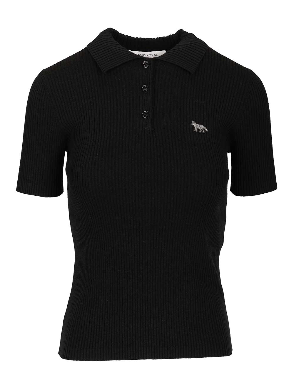 Maison KitsunÉ Wool And Cotton Polo shirt - Nero | f7331daad3eb2a5e6245412a6a264e03f11f8673