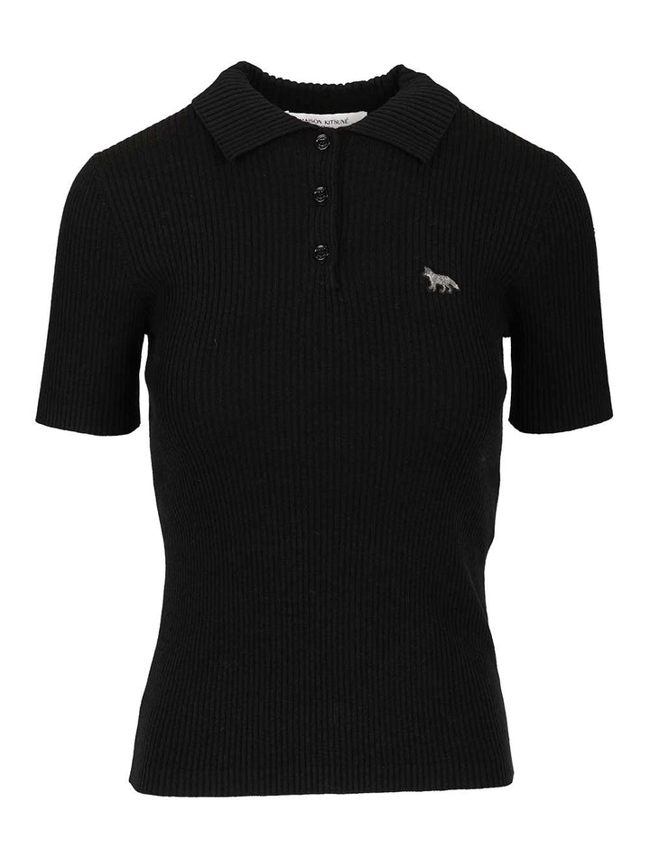 Maison KitsunÉ Wool And Cotton Polo shirt - Nero | f7331daad3eb2a5e6245412a6a264e03f11f8673