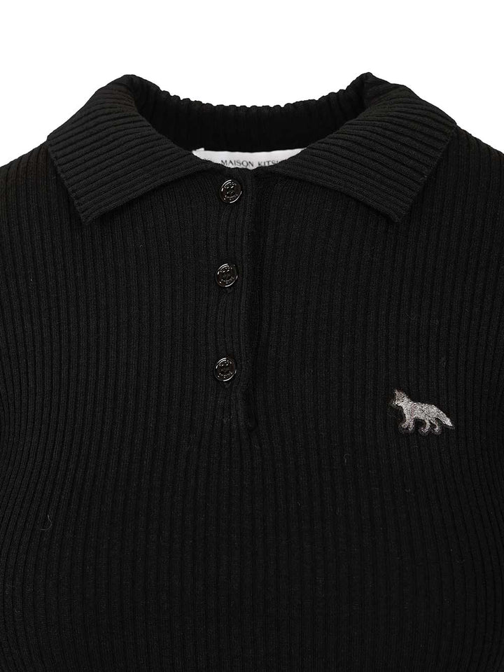 Maison KitsunÉ Wool And Cotton Polo shirt - Nero | 6bbc86ad6c73c9c3bf45e64a860843ac7c3cf175