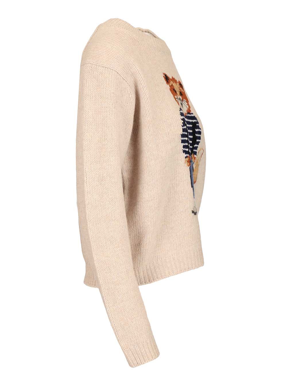 Maison KitsunÉ Merino Wool Sweater Knitwear - Bianco | f2ee8460c56583950e62c12a9f1f871f0e3c36b5