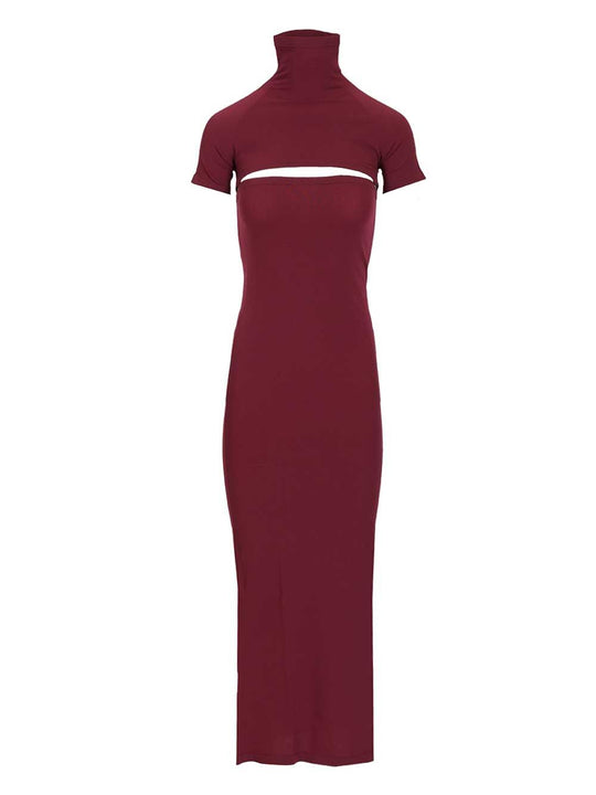 Fitted Knit Cut-Out Dress Abiti Bordeaux