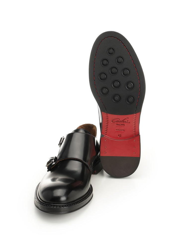 Corvari Black Brushed Leather Double Monk Mocassini - Nero | 92f0bd75effddca1c07e5327a54224279ed5f009