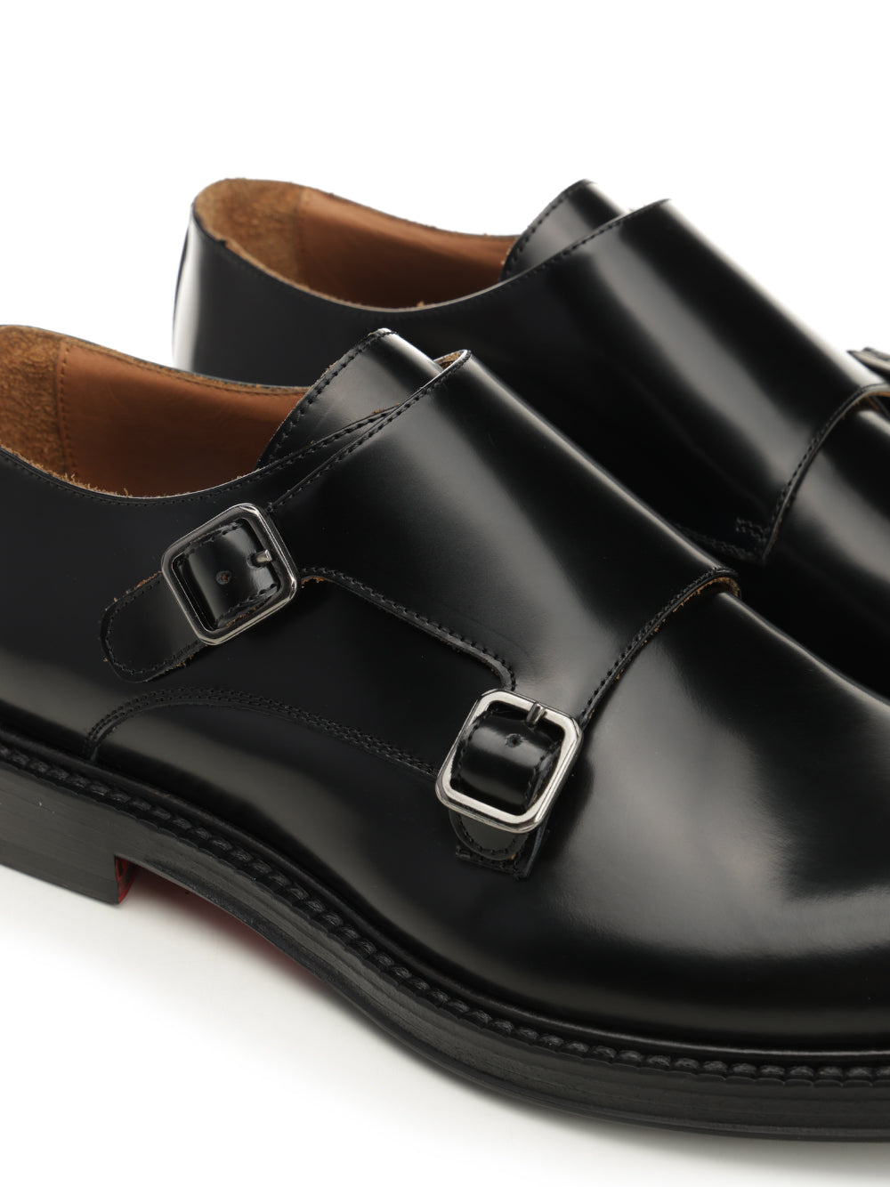 Corvari Black Brushed Leather Double Monk Mocassini - Nero | c0b638a830bfaca296fa93e352feebea24019bec