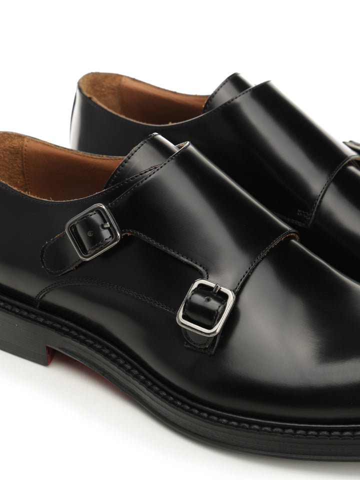 Corvari Black Brushed Leather Double Monk Mocassini - Nero | c0b638a830bfaca296fa93e352feebea24019bec