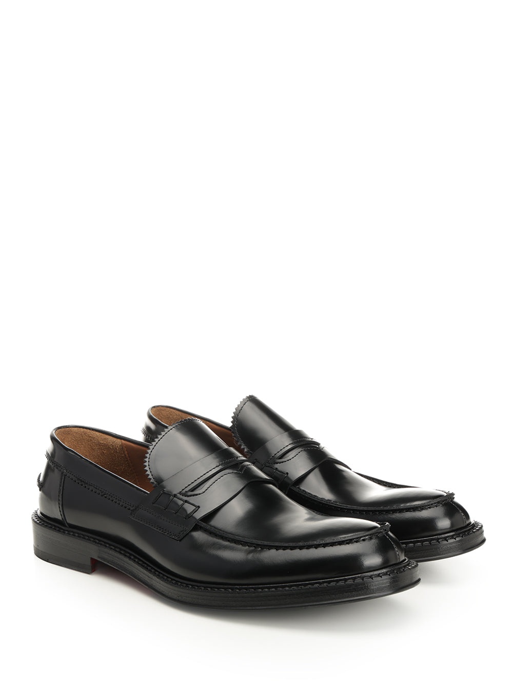 Corvari Black Brushed Leather Penny Loafer Mocassini - Nero | 528509f43b8aeb55df4c528b3c8b8a690a70c470