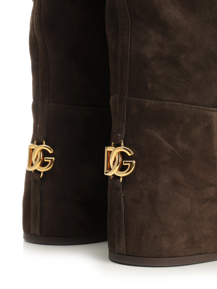 Dolce & Gabbana Lambskin Suede Boot Boots - Marrone | c8e686efaa637d024ab82bbd21090e234341ed30