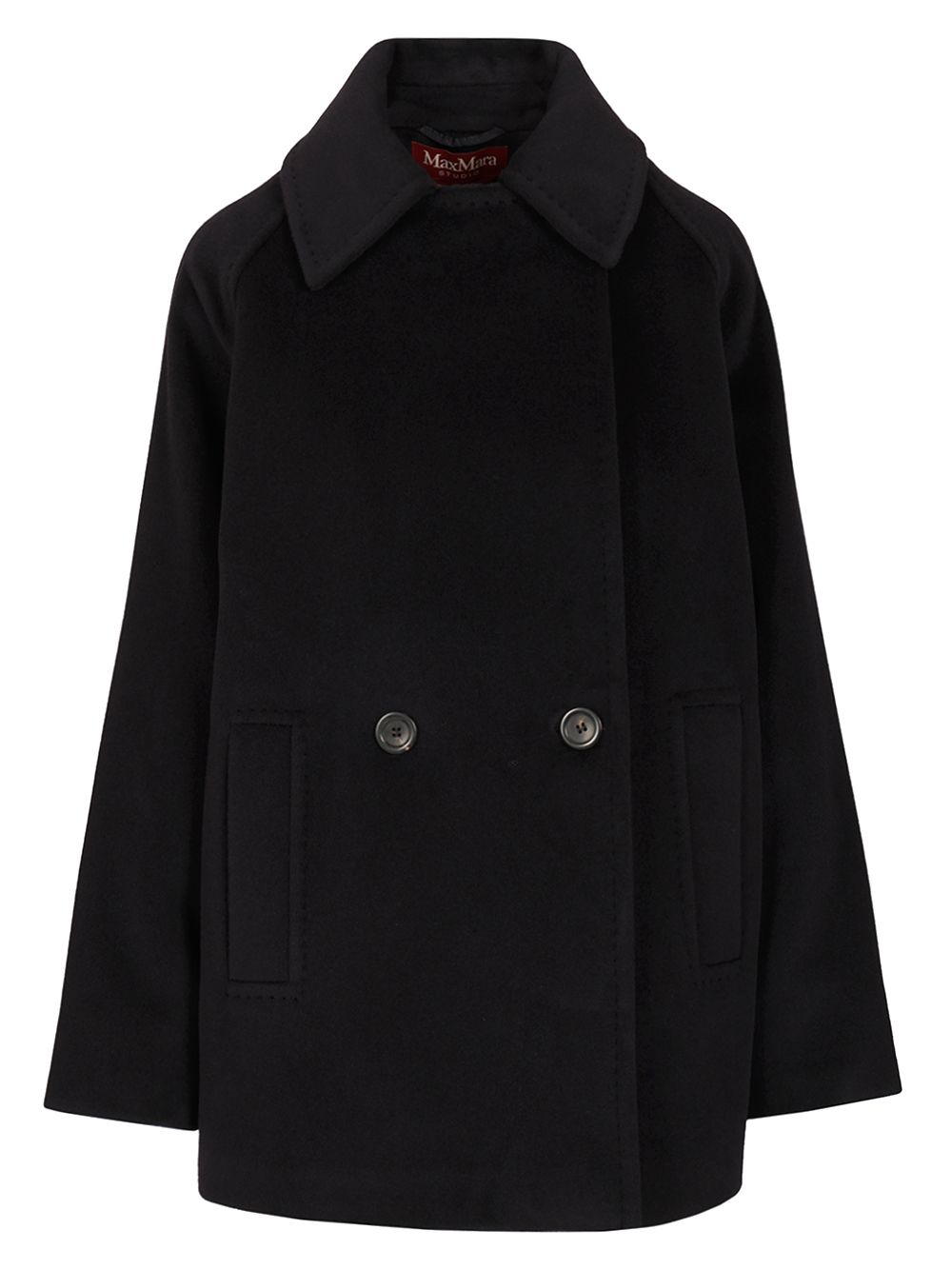 Max Mara Studio Double-Breasted Wool Pea Coat Coats - Blu | 1ed0d9f9e9aaaaf6d42f8c56281d97b465f54906