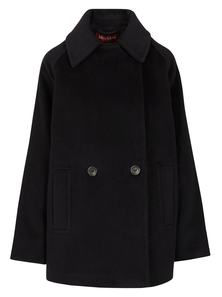 Max Mara Studio Double-Breasted Wool Pea Coat Coats - Blu | 1ed0d9f9e9aaaaf6d42f8c56281d97b465f54906