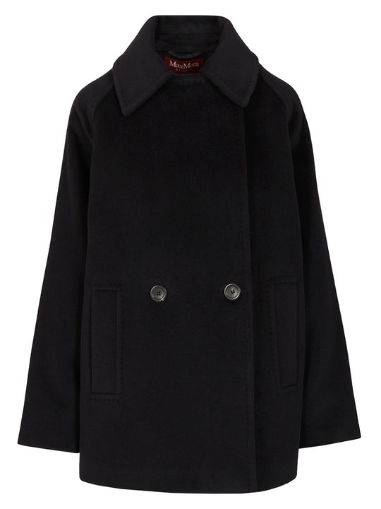 Double-Breasted Wool Pea Coat Coats Blu