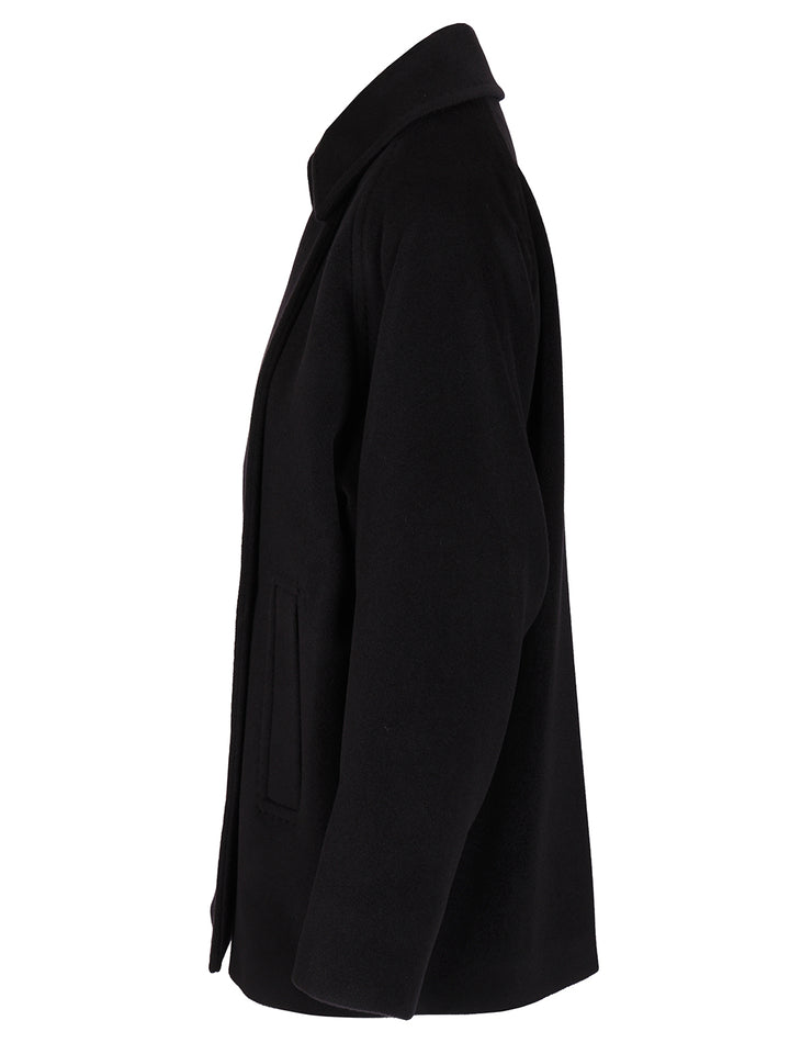 Max Mara Studio Double-Breasted Wool Pea Coat Coats - Blu | 440c0154b727179cfaf381b5806a06a1052615c4