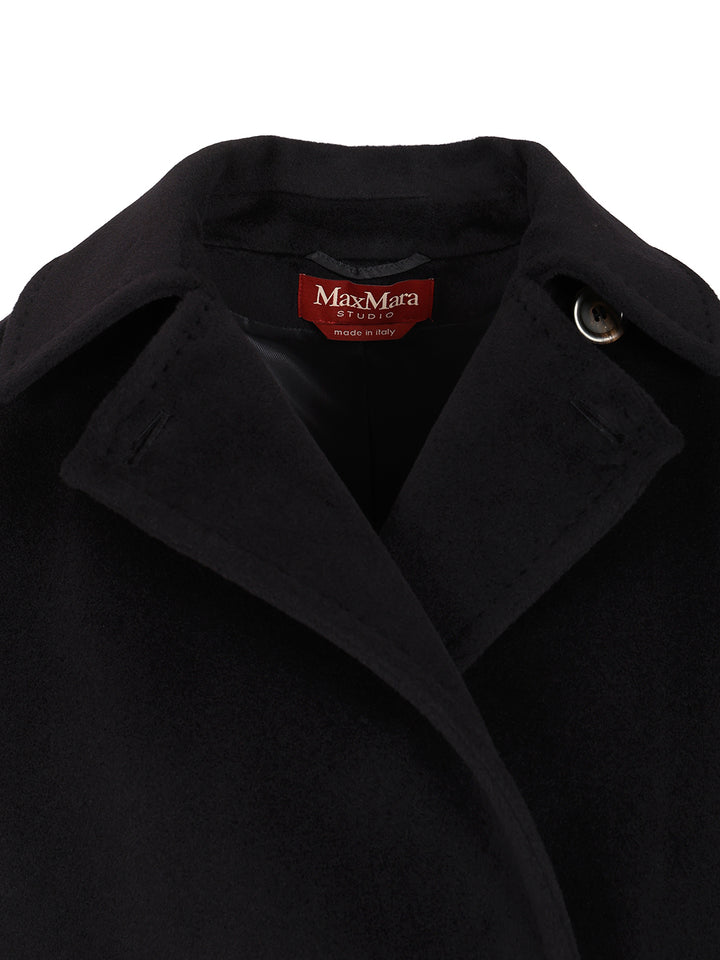 Max Mara Studio Double-Breasted Wool Pea Coat Coats - Blu | 186d9f6c35f698b61d497d8879aed86ec63364f0