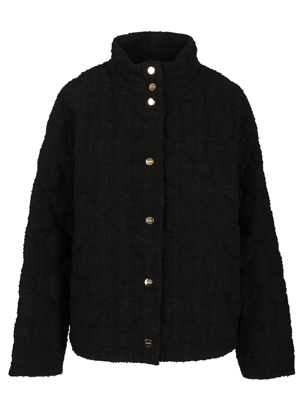 Max Mara Studio Down Jacket In A Wool And Cotton Bouclé Coats - Nero | c0883617b1965b3b5a84899ca66b702afadb5ecb