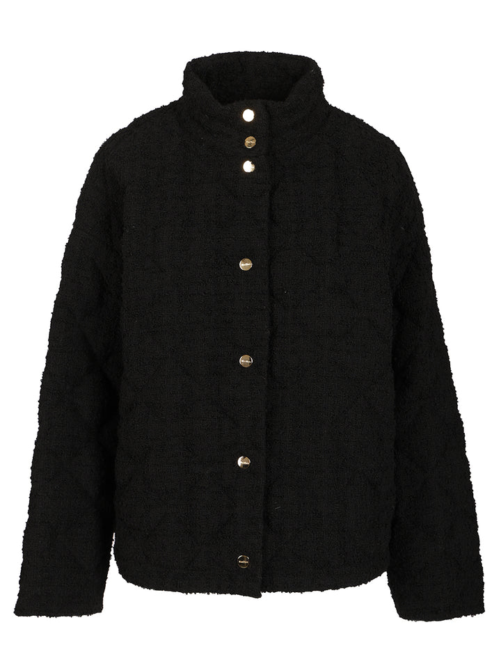 Max Mara Studio Down Jacket In A Wool And Cotton Bouclé Coats - Nero | c0883617b1965b3b5a84899ca66b702afadb5ecb