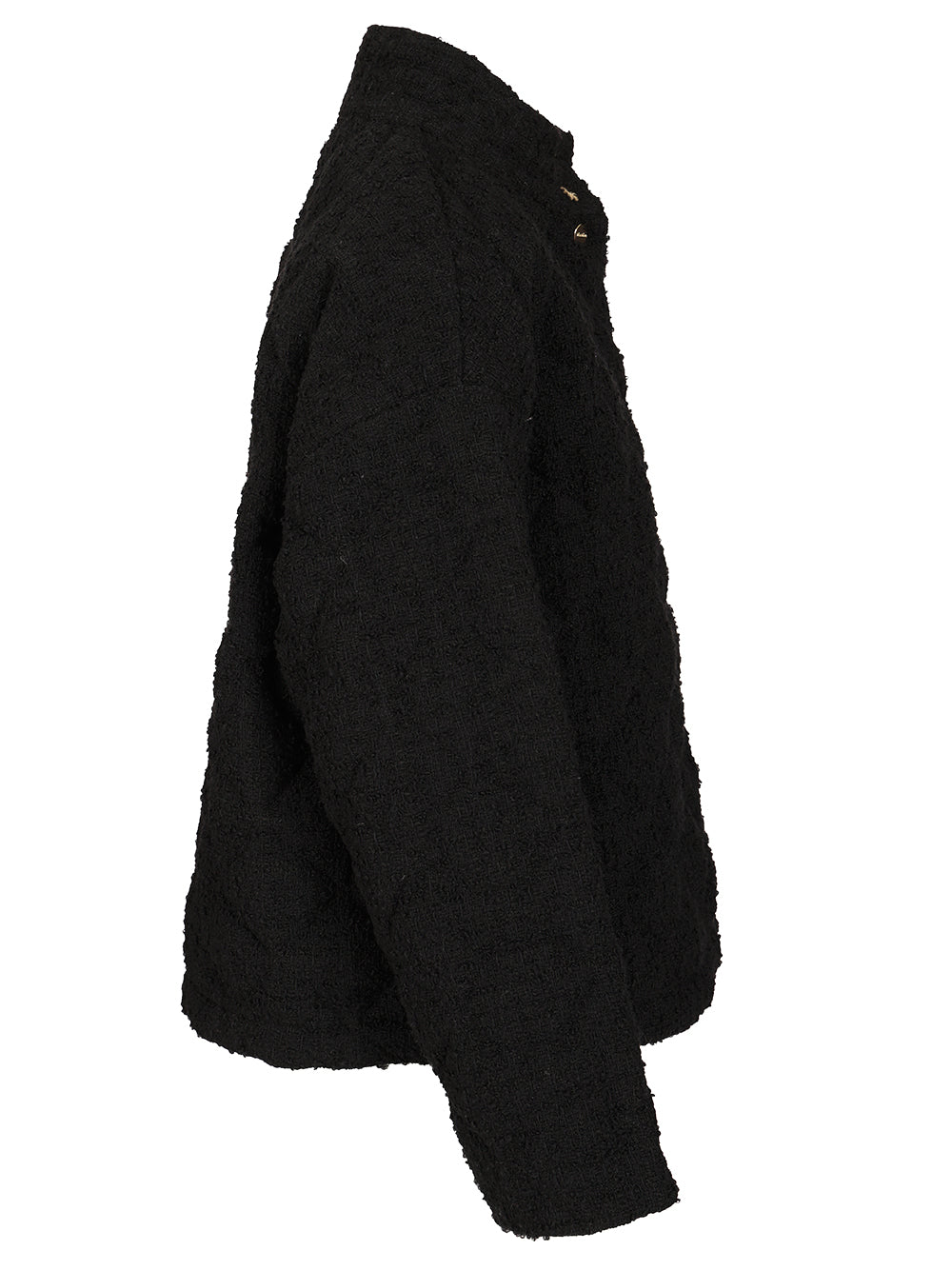 Max Mara Studio Down Jacket In A Wool And Cotton Bouclé Coats - Nero | 7a8419511d482ff481056f059543e221e4d97639
