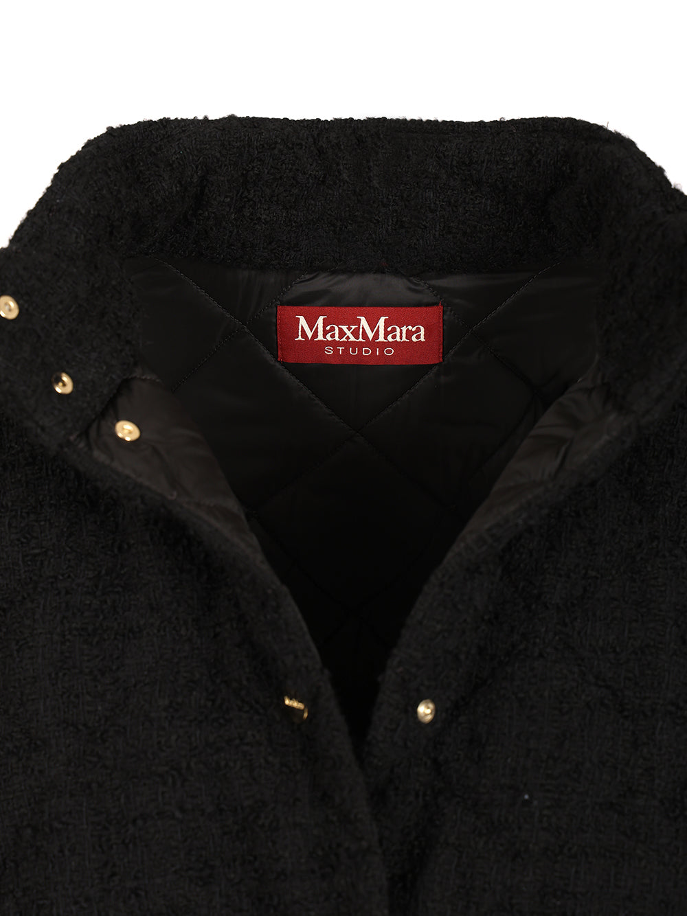 Max Mara Studio Down Jacket In A Wool And Cotton Bouclé Coats - Nero | da4e4e278ceeea00ca060f75f23b76aead654090