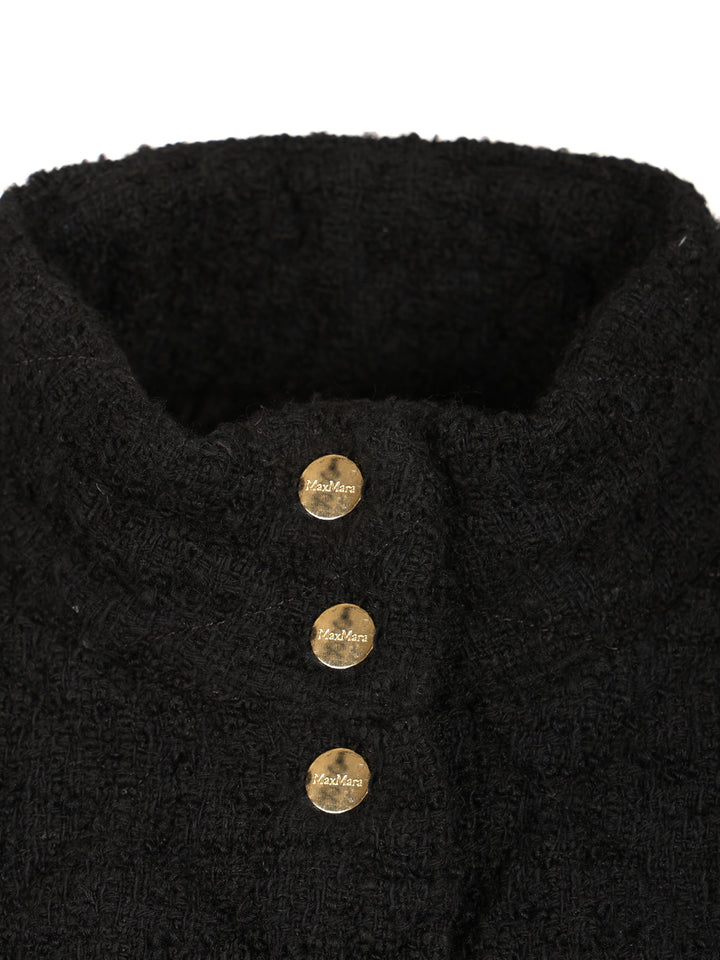 Max Mara Studio Down Jacket In A Wool And Cotton Bouclé Coats - Nero | 630c04d18b72217d486a5480f00e6b33c0136d71