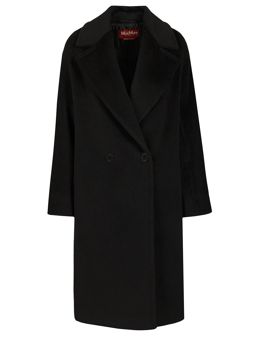 Max Mara Studio Double-Breasted Coat Coats - Nero | d65d513cba53547fb049b050667c7189c490a6f7