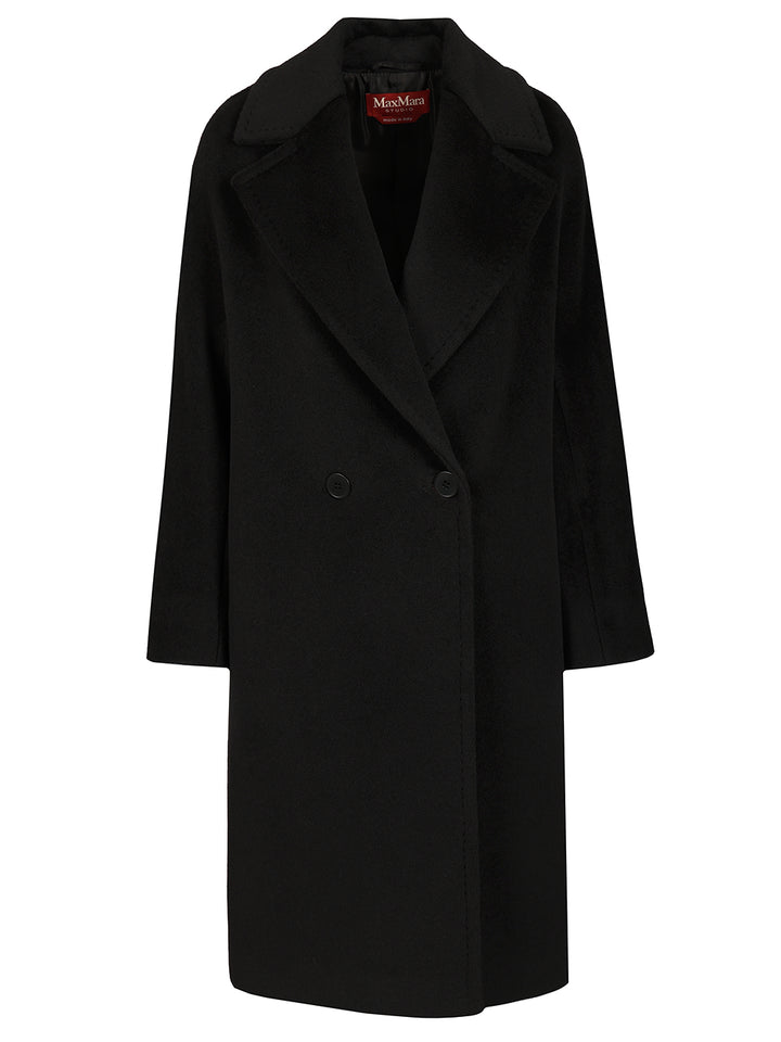 Max Mara Studio Double-Breasted Coat Coats - Nero | d65d513cba53547fb049b050667c7189c490a6f7