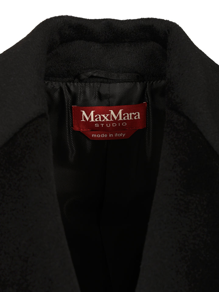 Max Mara Studio Double-Breasted Coat Coats - Nero | 38045d26b2ac0546e2c80037a79ad67bd6df92dc