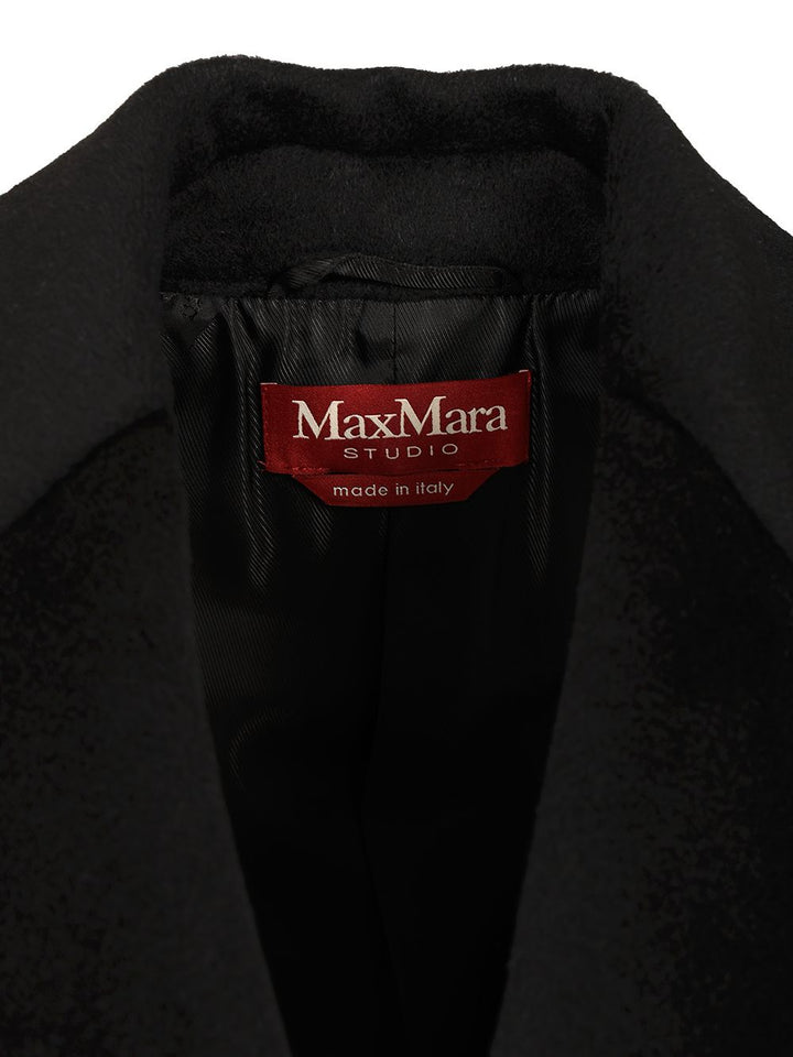 Max Mara Studio Double-Breasted Coat Coats - Nero | f0f2617c835cd920e910adf9060a12dbd29540f4