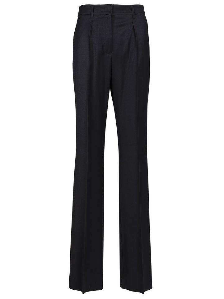 Max Mara Wool Gabardine Trousers - Blu | 51e6afdd8cb87741436f92a23d67b307f12cbbf8