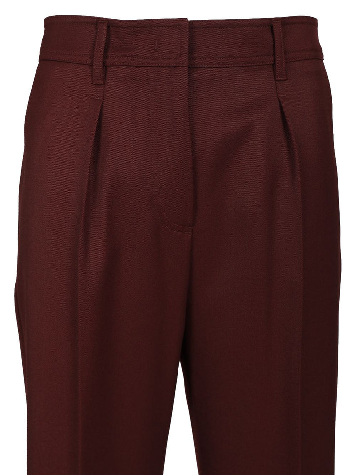 Max Mara Wool Gabardine Trousers - Bordeaux | 588117d8a50afb8cb0727030f6acf64faaabfc62