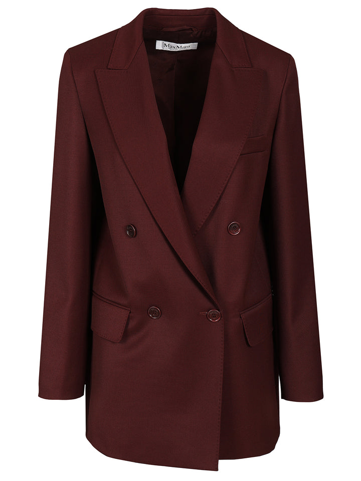 Max Mara Double-Breasted Wool Blazer Giacche - Bordeaux | b661cd0937a61fd20d6f884e84d56dab5da8e33f