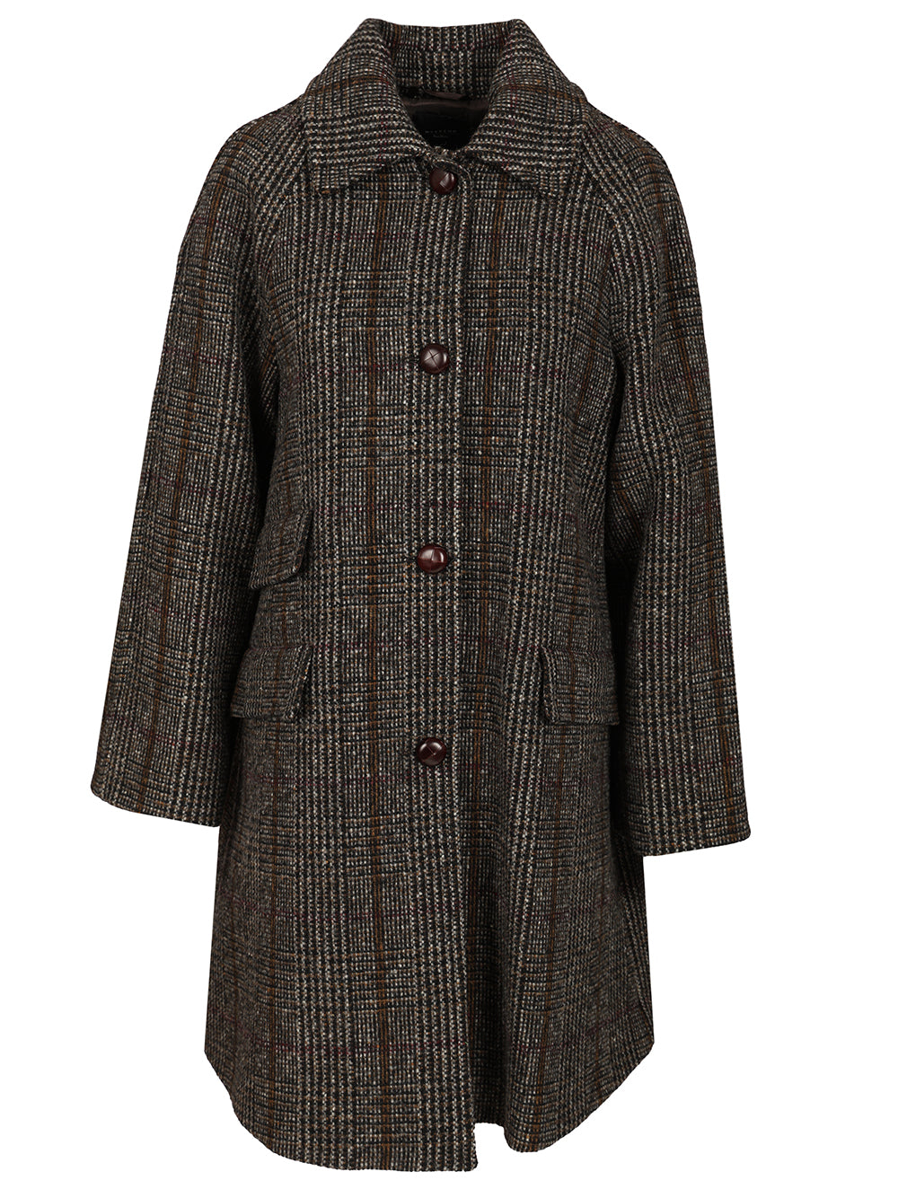 Weekend Max Mara Prince Of Wales Wool Midi Coat Coats - Marrone | 5bef35857d1d5a74e888fa527ce7647c6aa30826