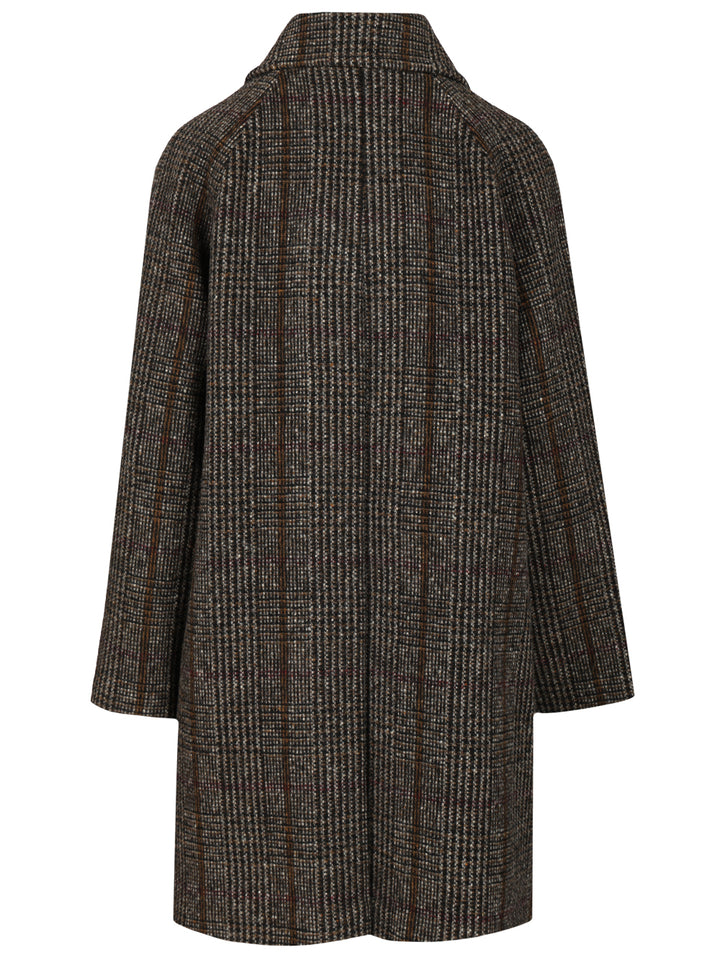 Weekend Max Mara Prince Of Wales Wool Midi Coat Coats - Marrone | 2e22cab8712cddd33fc01587e6391b47cc1c0a58