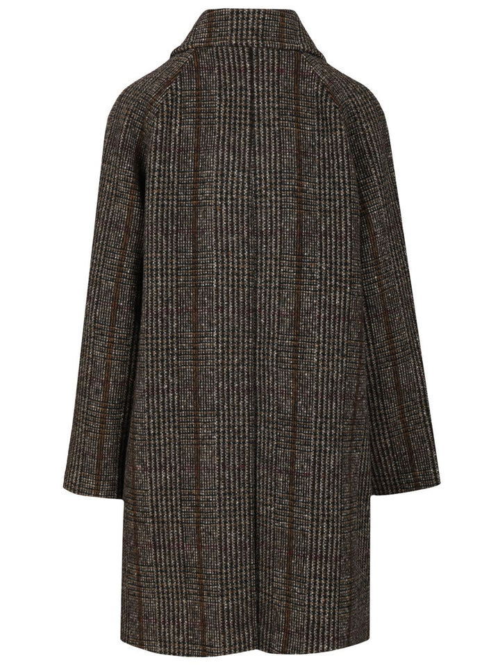 Weekend Max Mara Prince Of Wales Wool Midi Coat Coats - Marrone | 4d58b89acf53d6076a194058c8d3778d20baa2b5