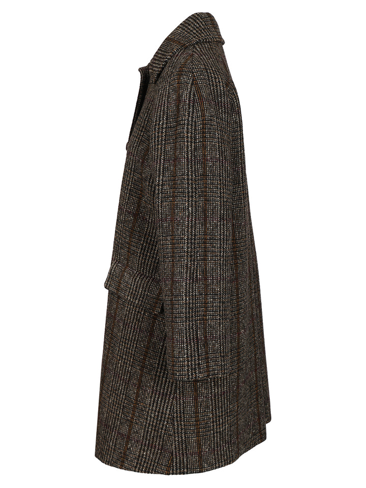 Weekend Max Mara Prince Of Wales Wool Midi Coat Coats - Marrone | d3614ed5e74198b84e513003e9166cad7f439d7d