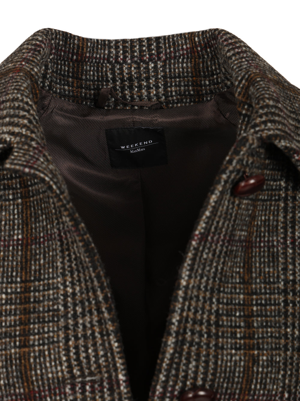 Weekend Max Mara Prince Of Wales Wool Midi Coat Coats - Marrone | b003e3d00bb456f6334015d711d006be69e53eb9