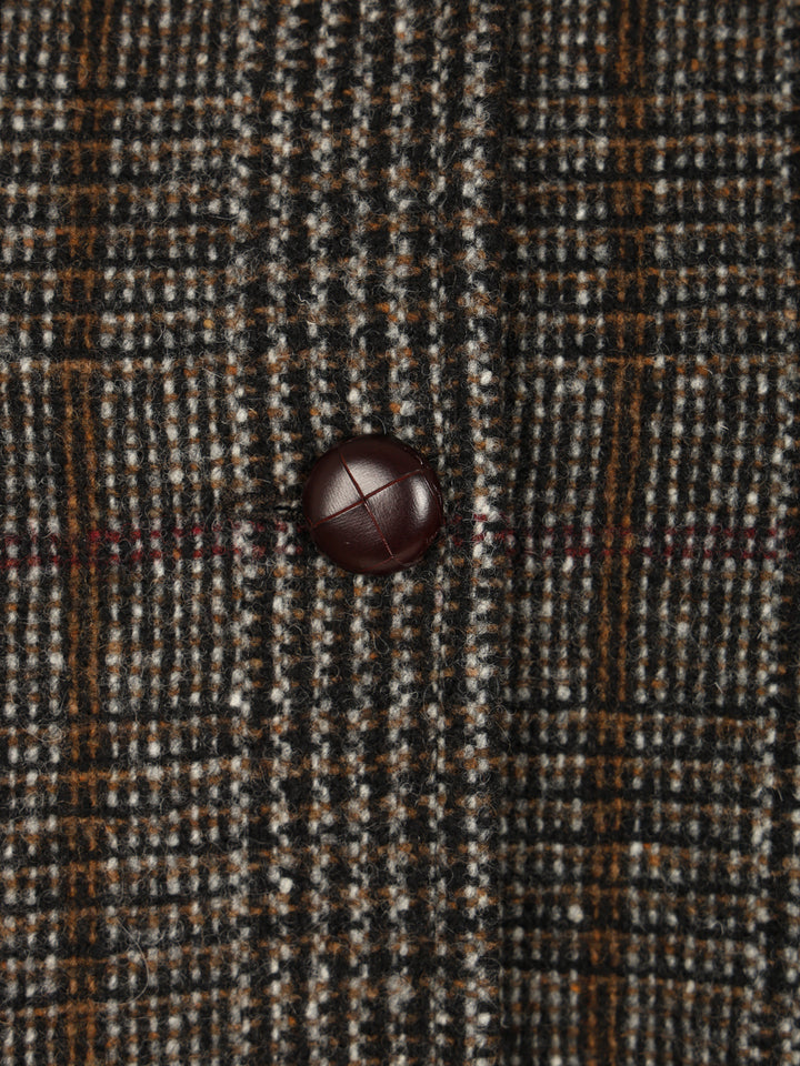 Weekend Max Mara Prince Of Wales Wool Midi Coat Coats - Marrone | 5073cb4f260bbb78e4934a6a1224dbe3ed53b80a