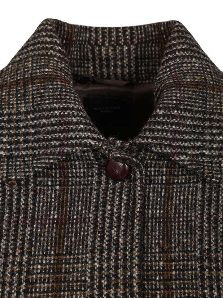 Weekend Max Mara Prince Of Wales Wool Midi Coat Coats - Marrone | 360f380e9cd32c281ae7c593d41a9bebfca0d38b