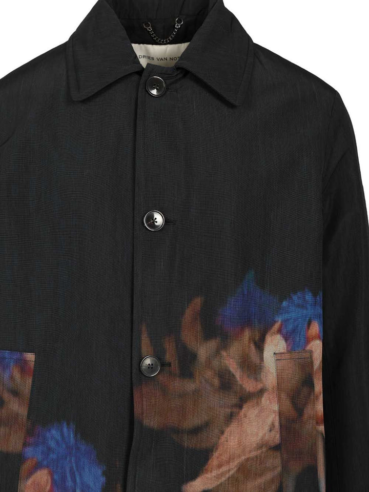 Dries Van Noten Printed Wool-Blend Coat Coats - Nero | 806192ed775296d39188c07491c1a6b3fab59c63
