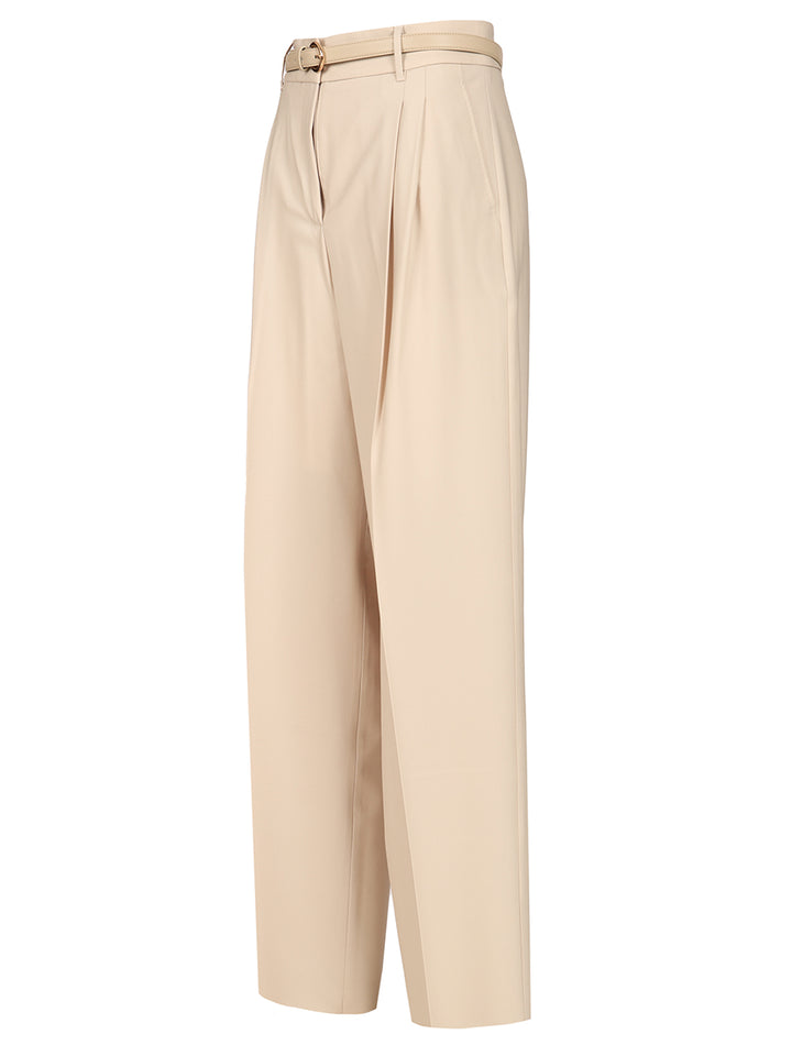 Max Mara Studio Wool Twill Trousers - Bianco | af58673c8a7267b84741f98f46ab3a3633a33ee3