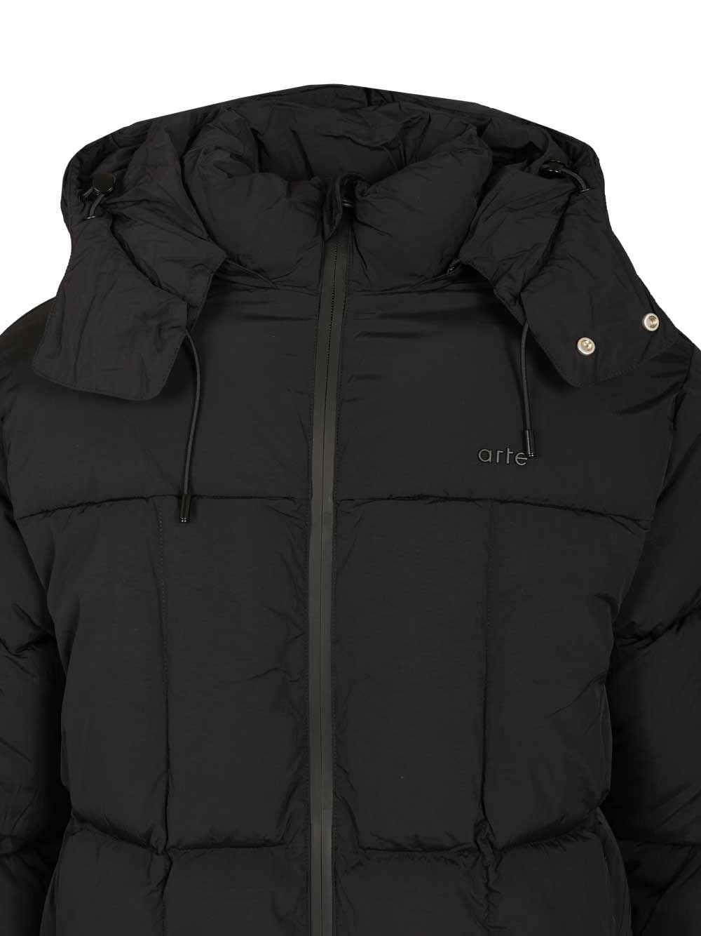 Arte Down Jacket With Hood With Drawstring Coats - Nero | c09858aac2ffec326ed32043be82f2cb14350f59