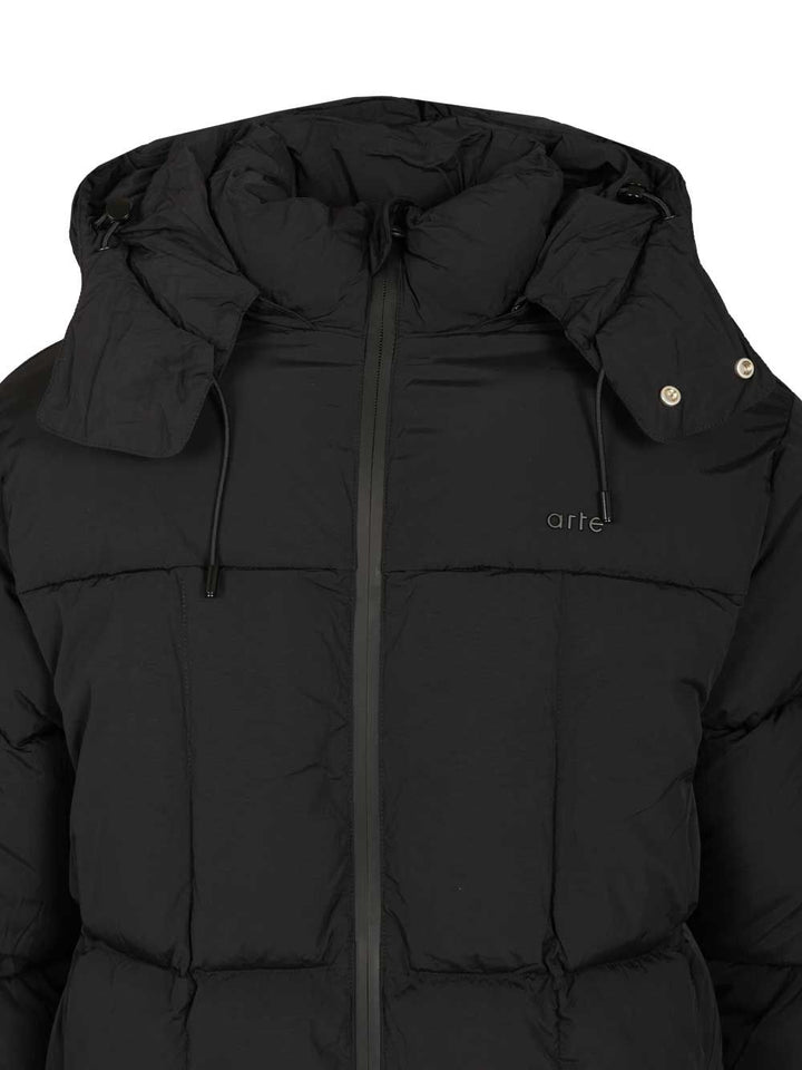 Arte Down Jacket With Hood With Drawstring Coats - Nero | c09858aac2ffec326ed32043be82f2cb14350f59