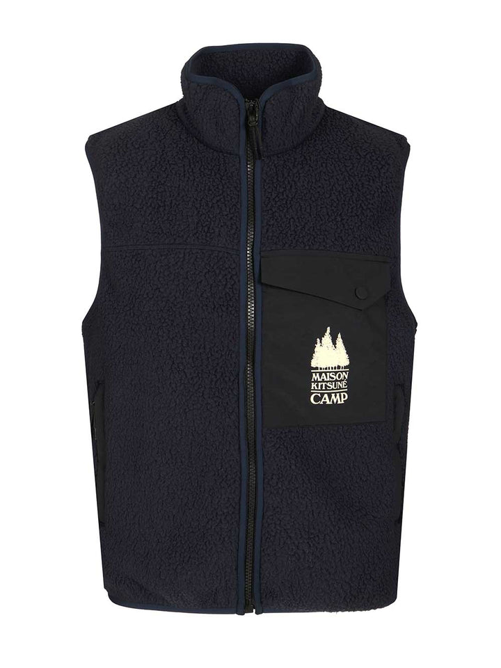 Maison KitsunÉ Fleece Vest Giacche - Blu | a0c3654c4d7001b646e1a5cdb144a6456f355c58
