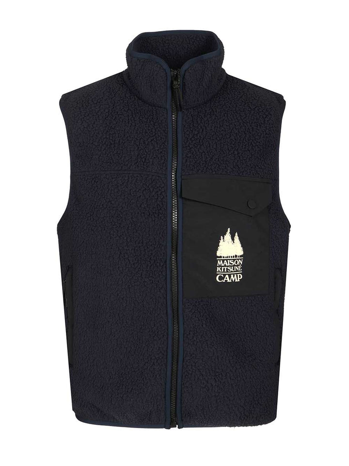 Maison KitsunÉ Fleece Vest Giacche - Blu | b316b23759032af066d20b82d5e3991bb2cedc48