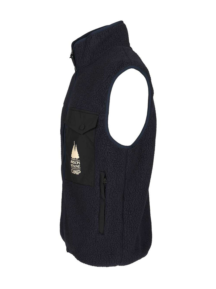 Maison KitsunÉ Fleece Vest Giacche - Blu | 64957c29fb9ec36c5fc771d14d5379a1800f4959