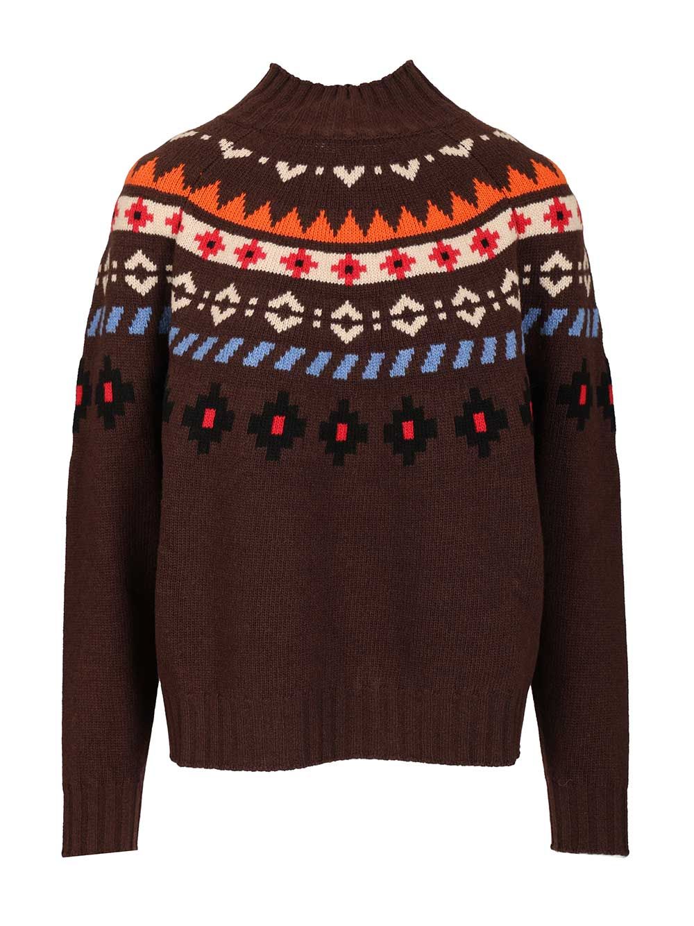 Weekend Max Mara Jacquard Wool Sweater Knitwear - Marrone | 67fdc9c9dafed3ddeaac68b5d60dfe6407b2d93e