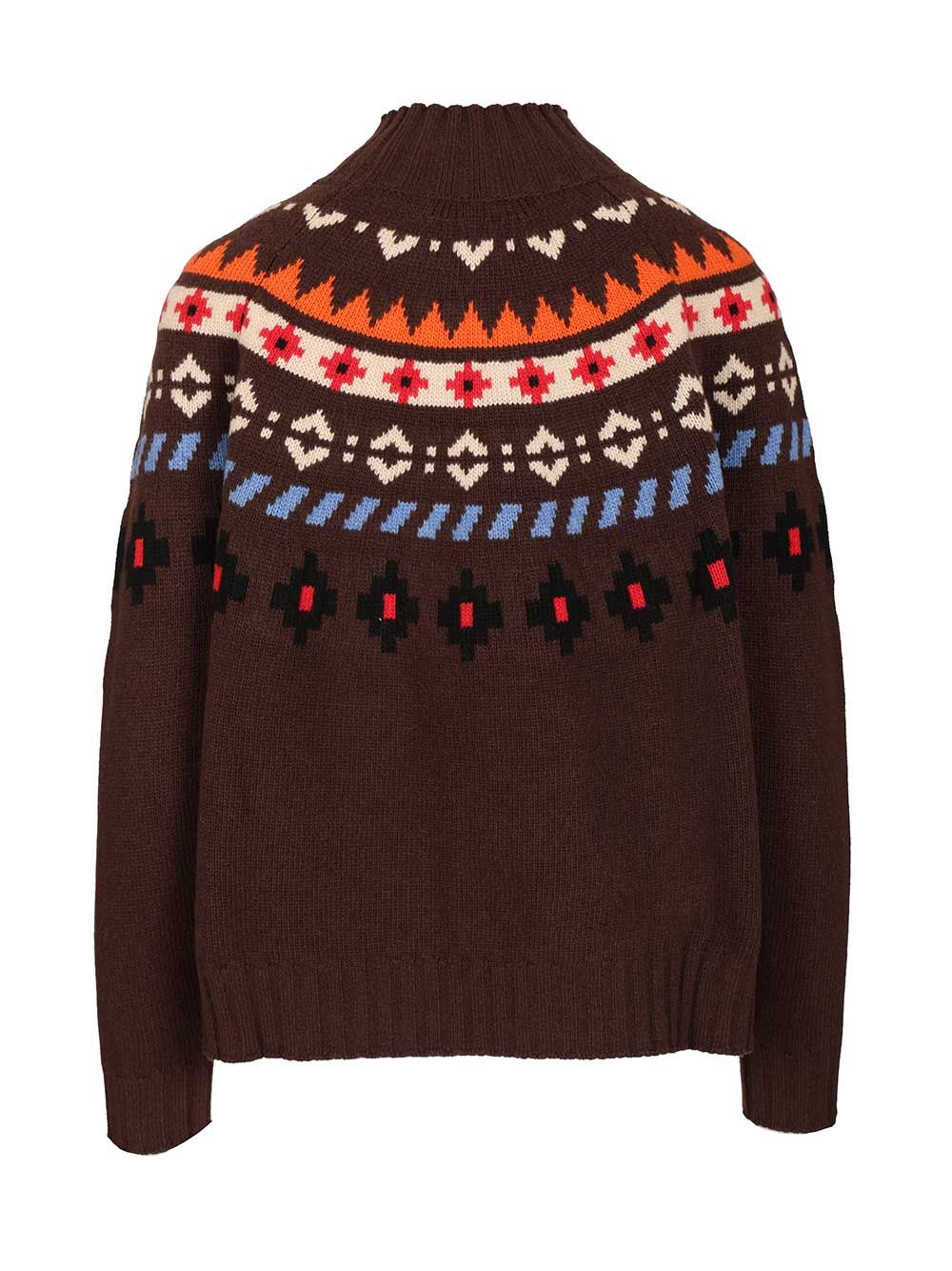 Weekend Max Mara Jacquard Wool Sweater Knitwear - Marrone | e2653f17f06946141c788706b61bab7f826f9ec0